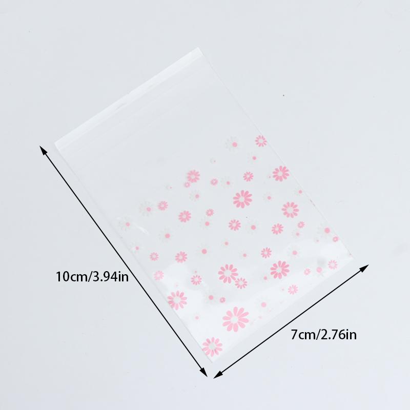 100Pcs Plastic Packing Bags Flower Self-Adhesive Bags For Biscuits Candy Cookies Jewelry Gift Packaging Self Adhesive Bag