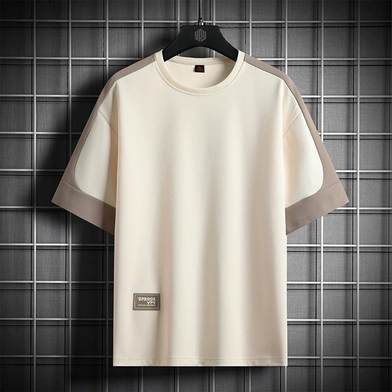 Летняя футболка с коротким рукавом, мужские топы, футболки, повседневная модная футболка в стиле пэчворк, большой размер