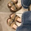 Retro Thick-bottomed Premium Fluffy Slippers for Women's Outer Wear 2025 New Autumn Super-hot Fluffy Explosive Cotton Slippers