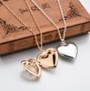 Hollow Engraved Sweet Peach Heart Love Chain Necklace for Woman Photo Box Pendant Gift
