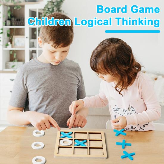 Wooden XO Board Game Two-Player Battle Toddlers Logical Thinking Training Kids Early Educational Desktop Toy Birthday Gift
