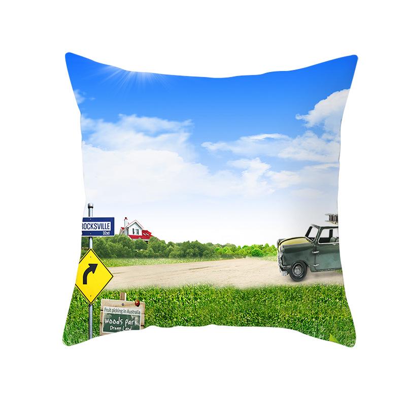 Flower and Grass Bicycle Pillow Cover for Home Ins Nordic Pillow Photo Small Fresh Cushion
