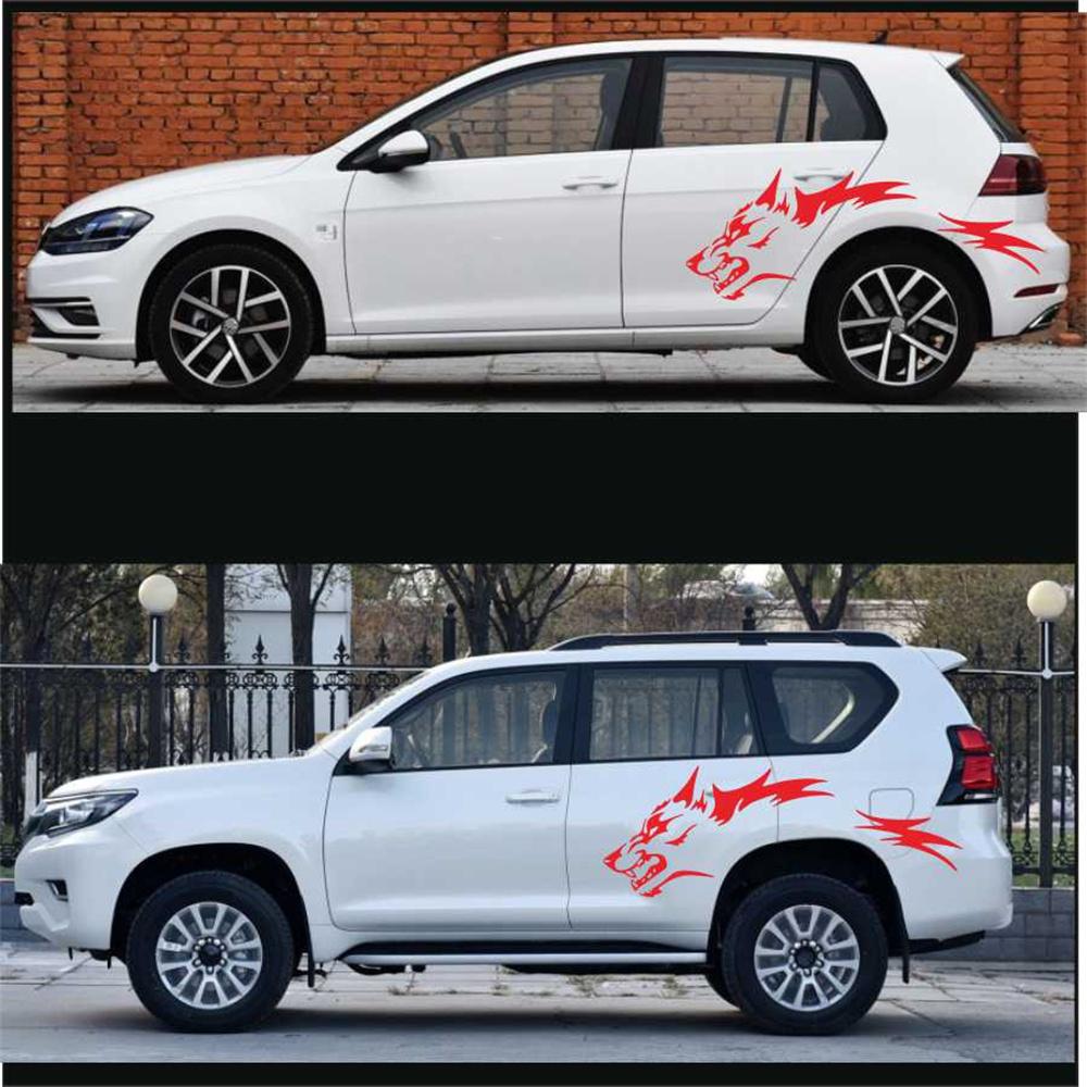 2x Наклейки на автомобиль, грузовик, пикап, транспортное средство, Модные виниловые наклейки с бегущим волком, Боковая часть двери