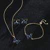 Butterfly Glass Material Romantic Jewelry Bracelet Necklace Earring Set for Women Wedding Dinner Dress Accessories