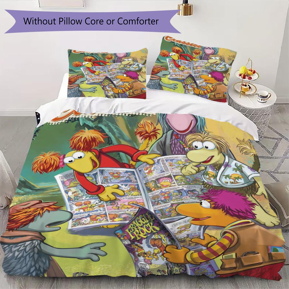 Fraggle Rock Adventure Pattern Bedding,Quilt Set Quilt Cover Pillowcase Home Birthday Gift (1*duvet cover+2*pillowcase,without core)XSJT0917305