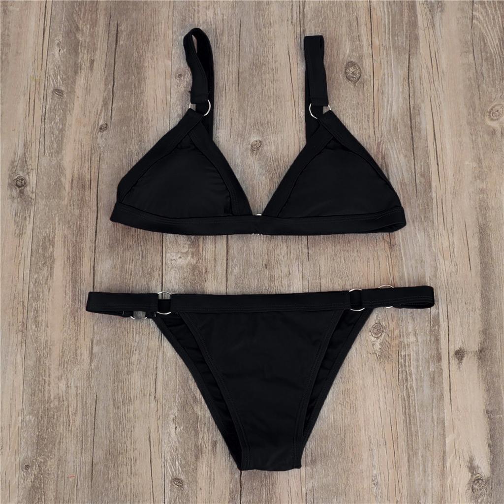 Женский сексуальный модный обтягивающий бикини сплошной цвет из двух частей разделенный купальник