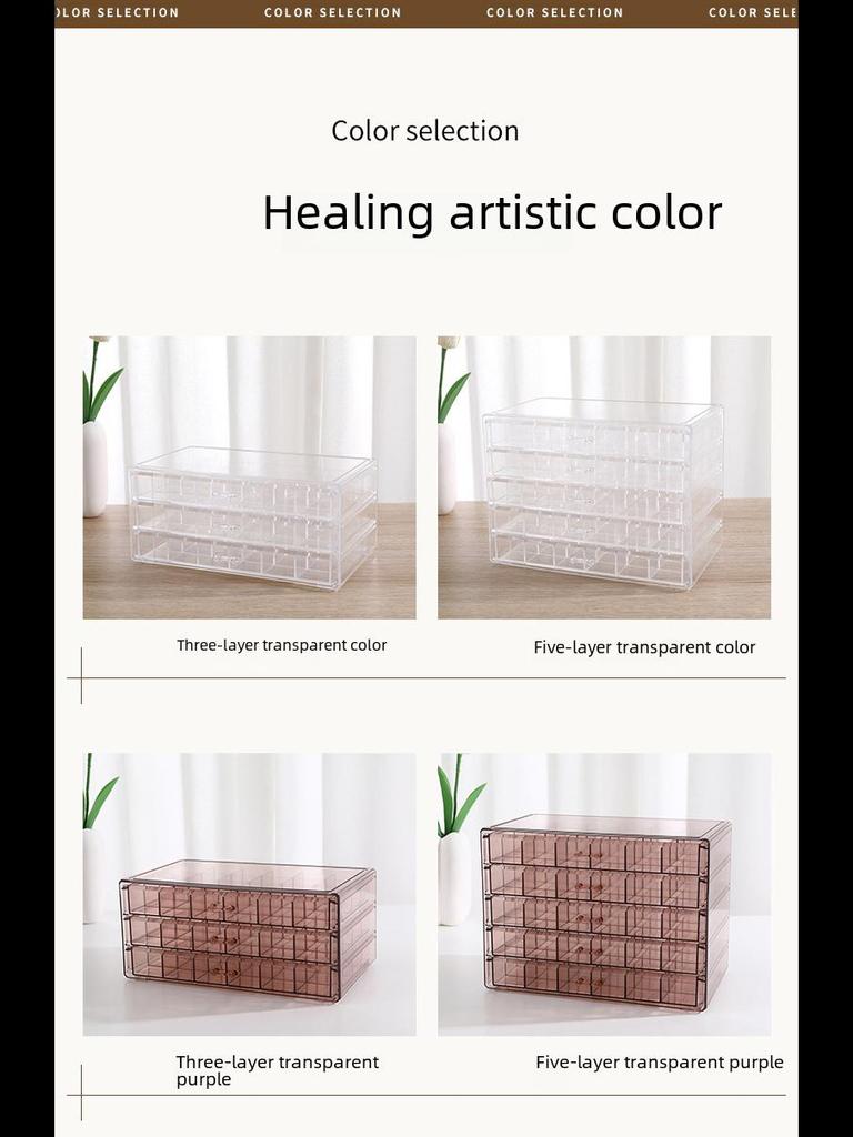 Прозрачная многослойная шкатулка для хранения украшений с ящиками для колец, сережек, ожерелий и браслетов