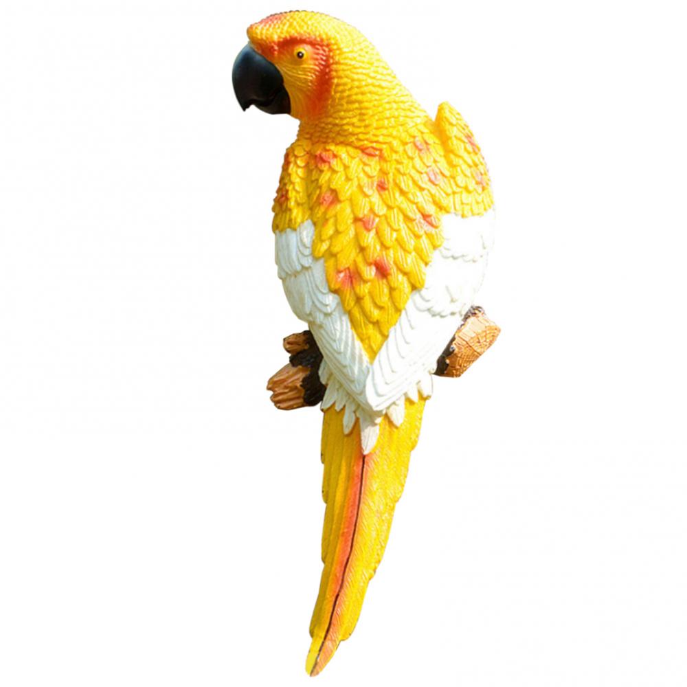 Resin Decor Craft Decoration Simulation Parrot Bird Sculpture Wall Hanging Garden Decoration