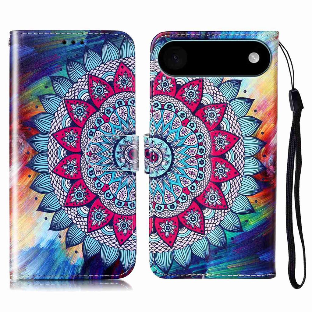 For iPhone 17 Air Case Pattern Leather Wallet Phone Cover with Strap