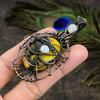 Bumblebee Jasper, Moonstone Gemstone Copper Wire Wrap Jewelry Pendant 3.66"