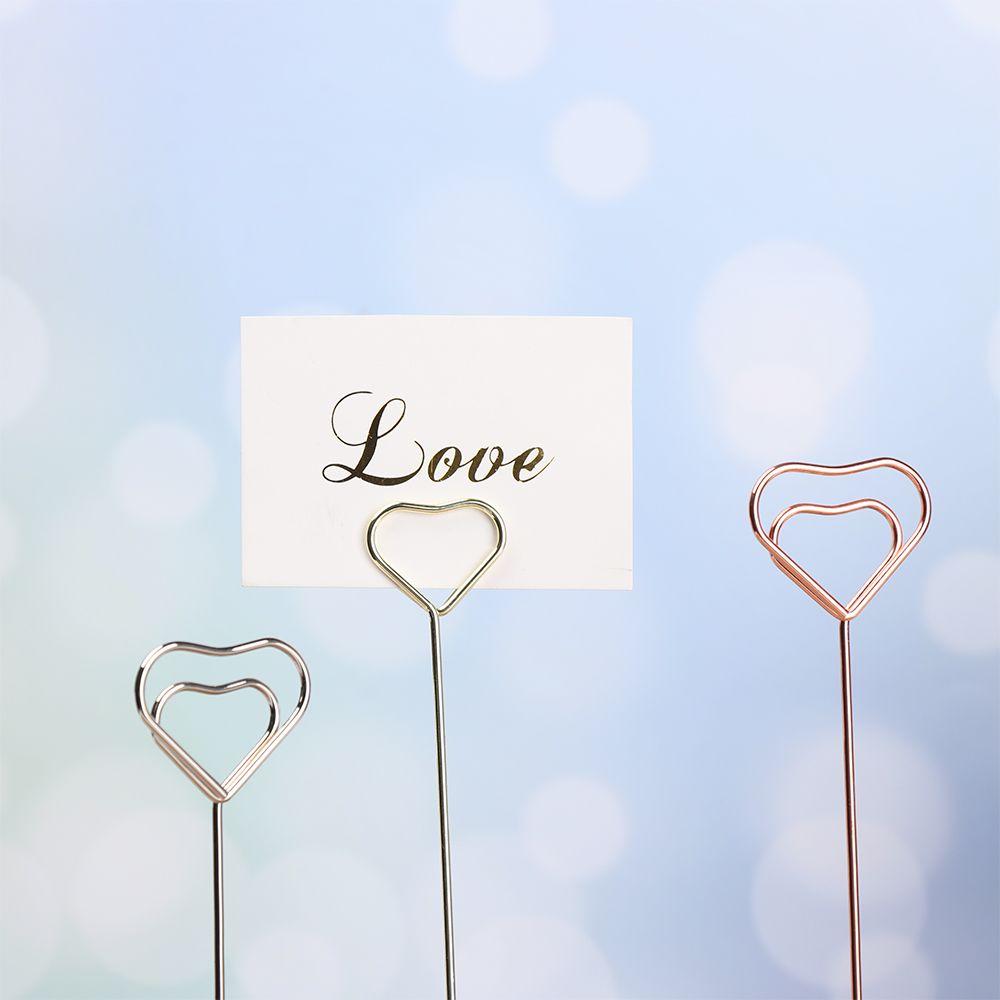 Heart Shape Wedding Supplies Paper Clamp Place Card Photos Clips Clamps Stand Table Numbers Holder