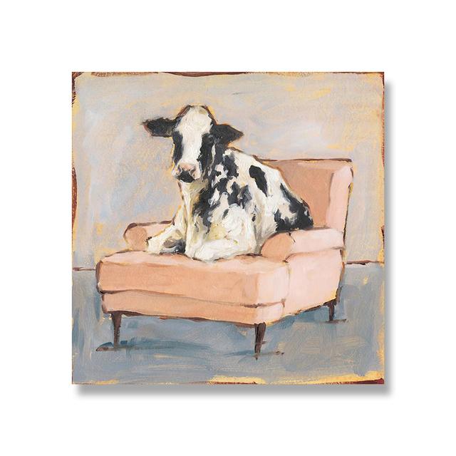 Абстрактное мычание коров, крупный рогатый скот, сидящий на диване, Painitng, принт на холсте, постеры с животными, принты, настенное искусство для декора гостиной, Cuadros