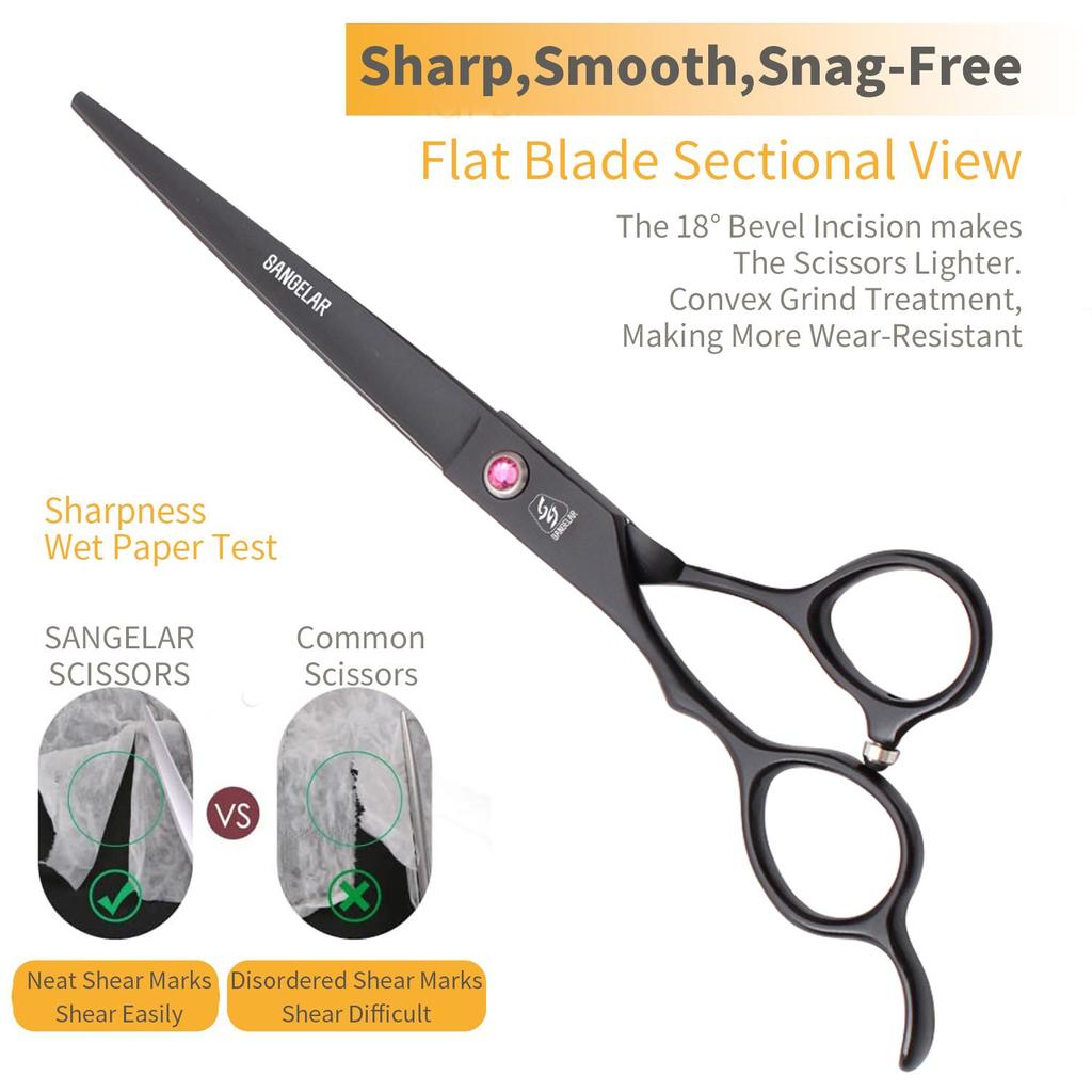 SANGELAR 7-дюймовые верхние левые ножницы для стрижки домашних животных, ножницы для ухода за собаками, ножницы для ухода за домашними животными, ножницы для красоты домашних животных, инструменты для ухода за собачьей шерстью, инструменты для зоомагазина