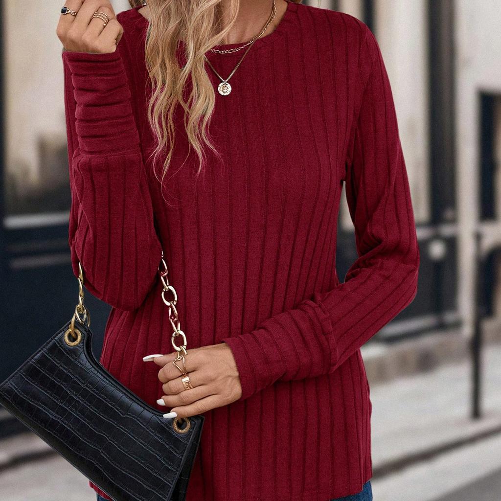 Women's Fashion Casual Round Neck Long Sleeve T-Shirt Comfortable Top