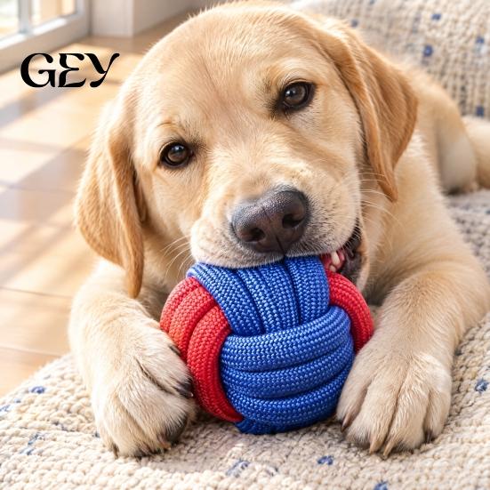 Outdoor Training Gear for Dogs Woven Braided Rope Dog Toy, Durable Cotton Knotted Chew Aggressive Tough Polyester Ropes Interactive Tug-of-War