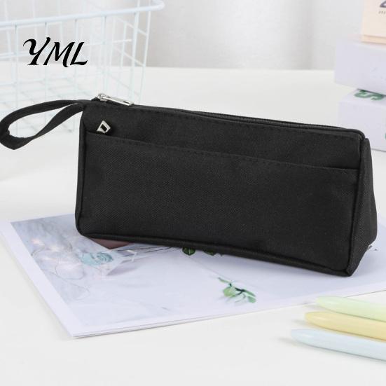 Lightweight Storage Bag for Students Pencil Case with Zipper And Handle, Durable Oxford Solid Color Soft EVA Stationery Holder Kids Organizer,