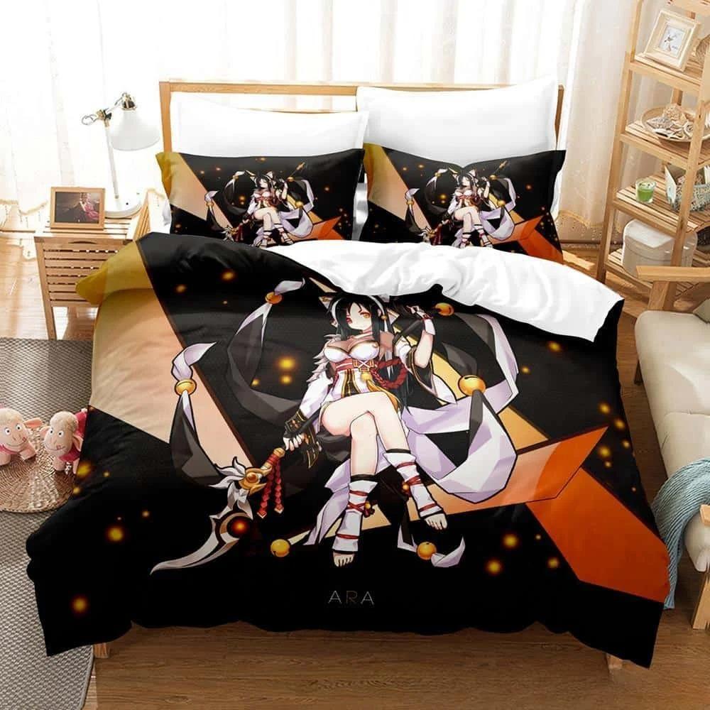 Комплект постельного белья с 3D-принтом Аниме Elsword Односпальный Полуторный Двуспальный Евро Кинг Сайз Комплект для кровати Взрослый Детский Спальня Комплекты пододеяльников Для Домашнего Текстиля