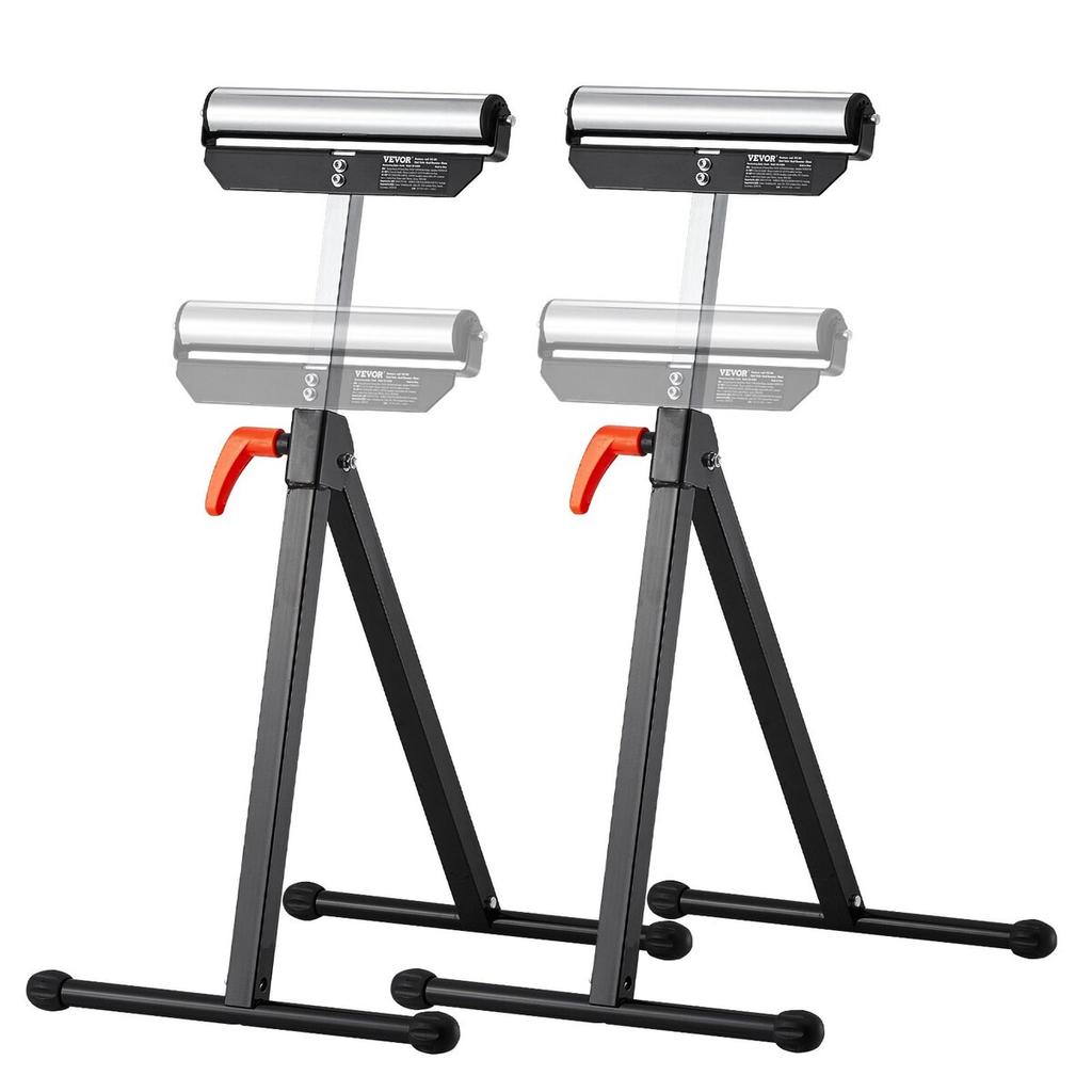 2 PCs Woodworking Roller Stands Max Load 135 lb Adjustable 26.8-42.5 in