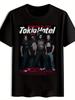 Черная футболка с графическим принтом "Tokio Hotel" - Повседневная с круглым вырезом
