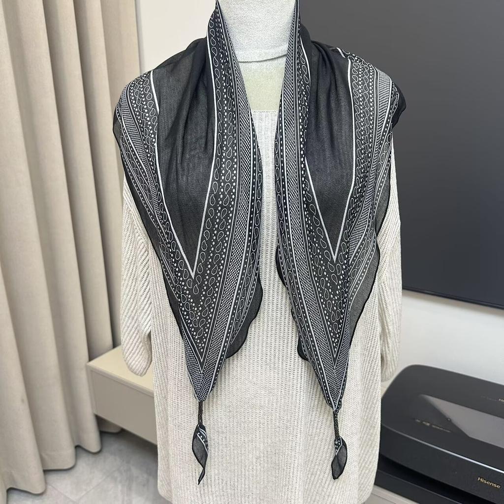 Cotton And Linen Triangle Scarf Summer Thin Silk Scarf Women'S High-End Shawl Women'S Versatile Belt Japanese And Korean Fart Curtain Scarf