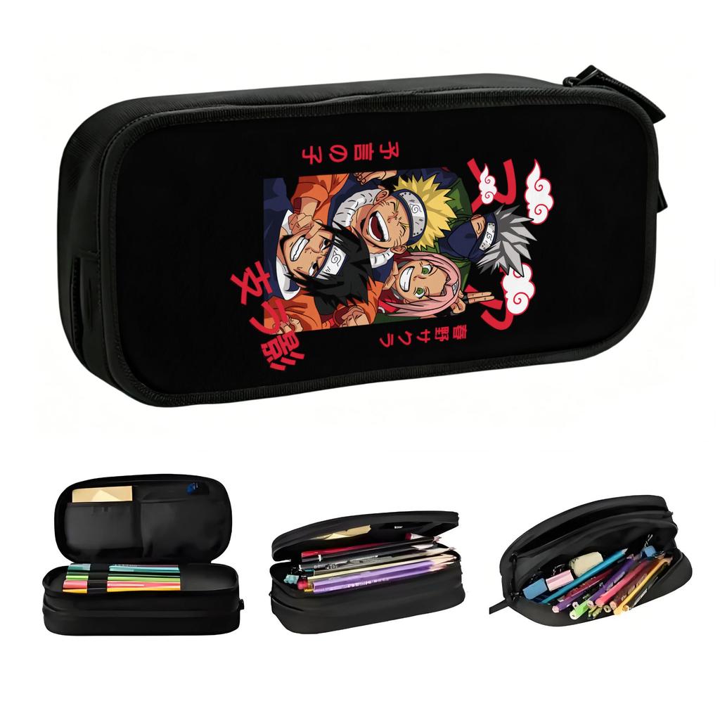 Hidden Leaf Heroes N-Naruto Anime Cute Pencil Case Girls Boys Large Capacity Pencil Pouch Student School