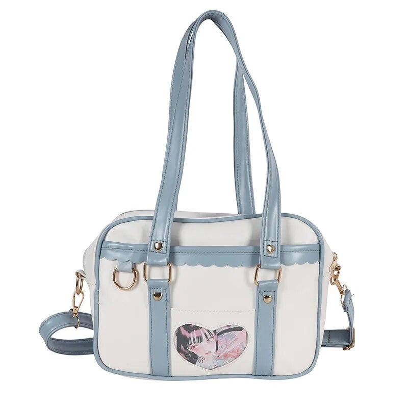 New Japanese JK Portable Uniform Shoulder Bag PU Love Pain Bag Simple Campus Girls Soft Cute Messenger Bag Itabag IB065