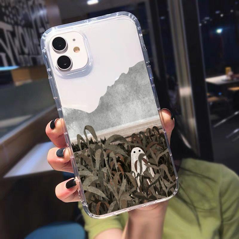 Soft TPU Clear Shockproof Phone Case for IPhone 11 12 13 14 Mini Pro Max XR X XS 8 7 6 6S Plus SE 2020 Cute Ghost Cover Bag