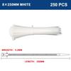 250/500Pcs Large Nylon Tie Zip Plastic White Self-Locking Cable Tie Binding Rope High Strength Fixed Belt Industrial Cable Tie