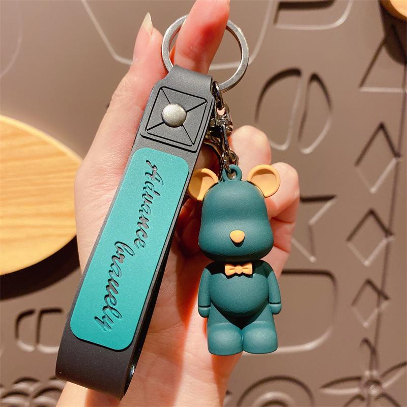 Personalized Silicone Bow Tie Bear Doll Keychain Car Key Chain Cartoon Couple Bag Pendant