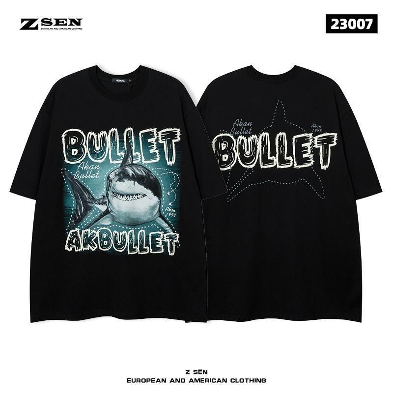 High Street Original Retro Short-sleeved Men's American Trendy Brand Hip-hop Dark Personality Printing Loose Cotton T-shirt