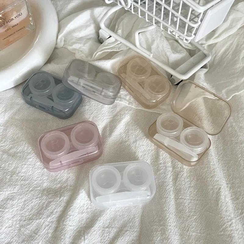 Ins Минималистичный прозрачный футляр для контактных линз для женщин, дорожный футляр для цветных контактных линз, футляр для контактных линз с пинцетом