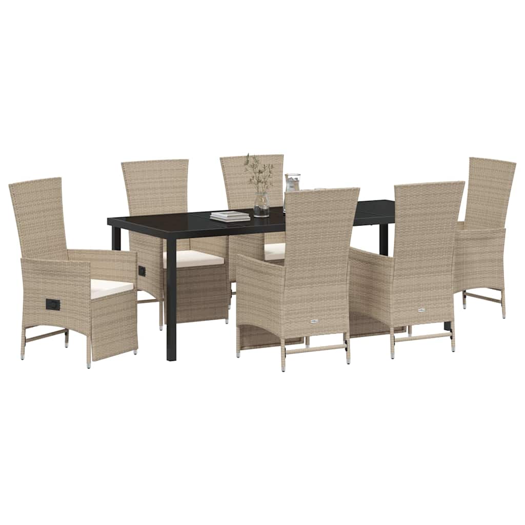 Garden Dining Set with Cushions 7 pcs Beige Poly Rattan