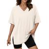 Large Oversized Women's Gym T Shirts Plus Size Tops V Neck Short Sleeve Workout Shirts Casual Loose Fit T Shirts
