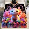 Flannel Throw Blanket Cute Cartoon Little Salamander HD Print,suitable for sofas,beds,offices,travel,camping chairs,warm blanket