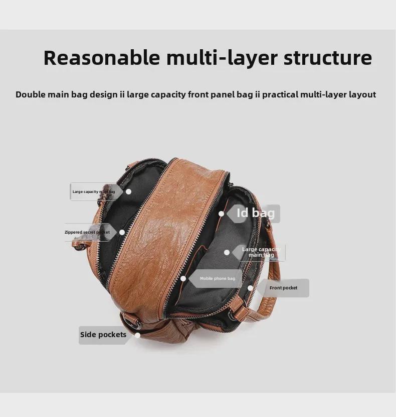 Women's 2025 Cross-Border Multifunctional Soft Leather Backpack: New Cowhide Casual Ladies Bag