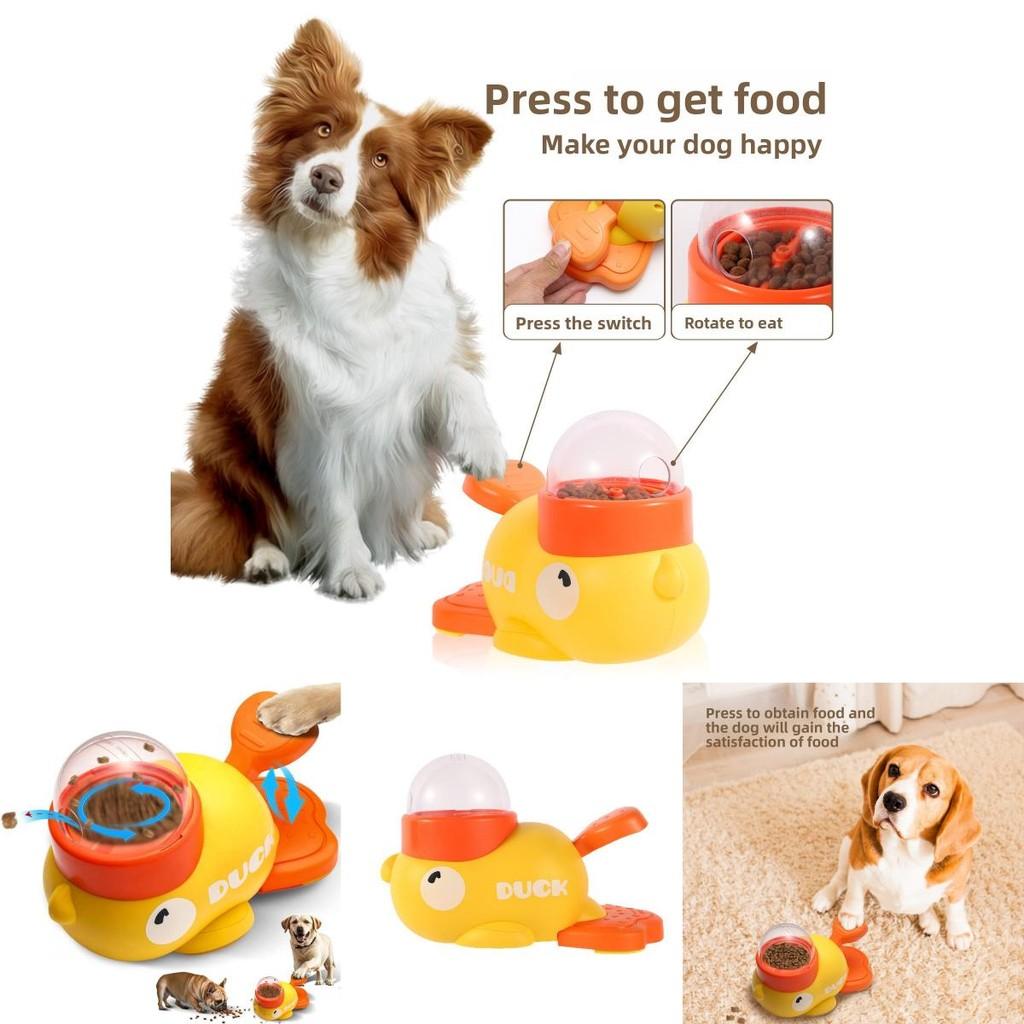 Yellow Pet Food Dispenser And Interactive Toy For Cats And Dogs With Abs Construction