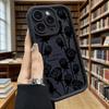 Черные Силуэты Роз Мягкий ТПУ Чехол для Телефона для iPhone 17 16 15 14 13 12 11 Pro Max Plus Ударопрочный Противоскользящий Чехол