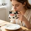 Large Capacity Milk Mug 3D Cow Ceramic with Handle , 580ml Cute Tea Mugs for Friends Animal Coffee Cup, Novelty Desktop Decoration Home And