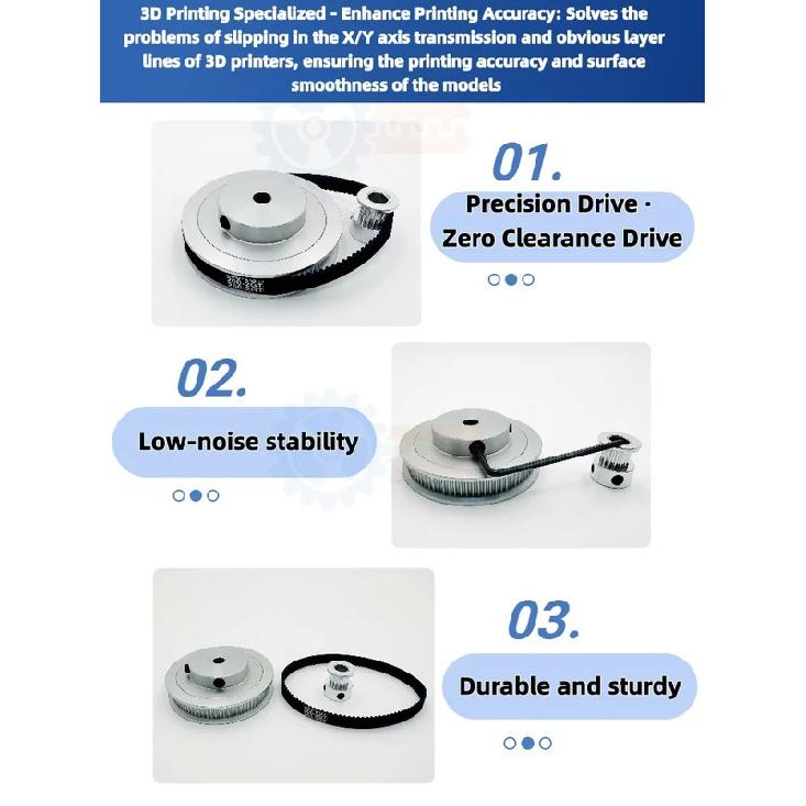 80T 16Teeth 2GT Pulley Belt Kit Belt Width 6/10mm Reduction 5:1 Bore 3~15mm 3D Printer Synchronous Wheels GT2 Timing Pulley Set