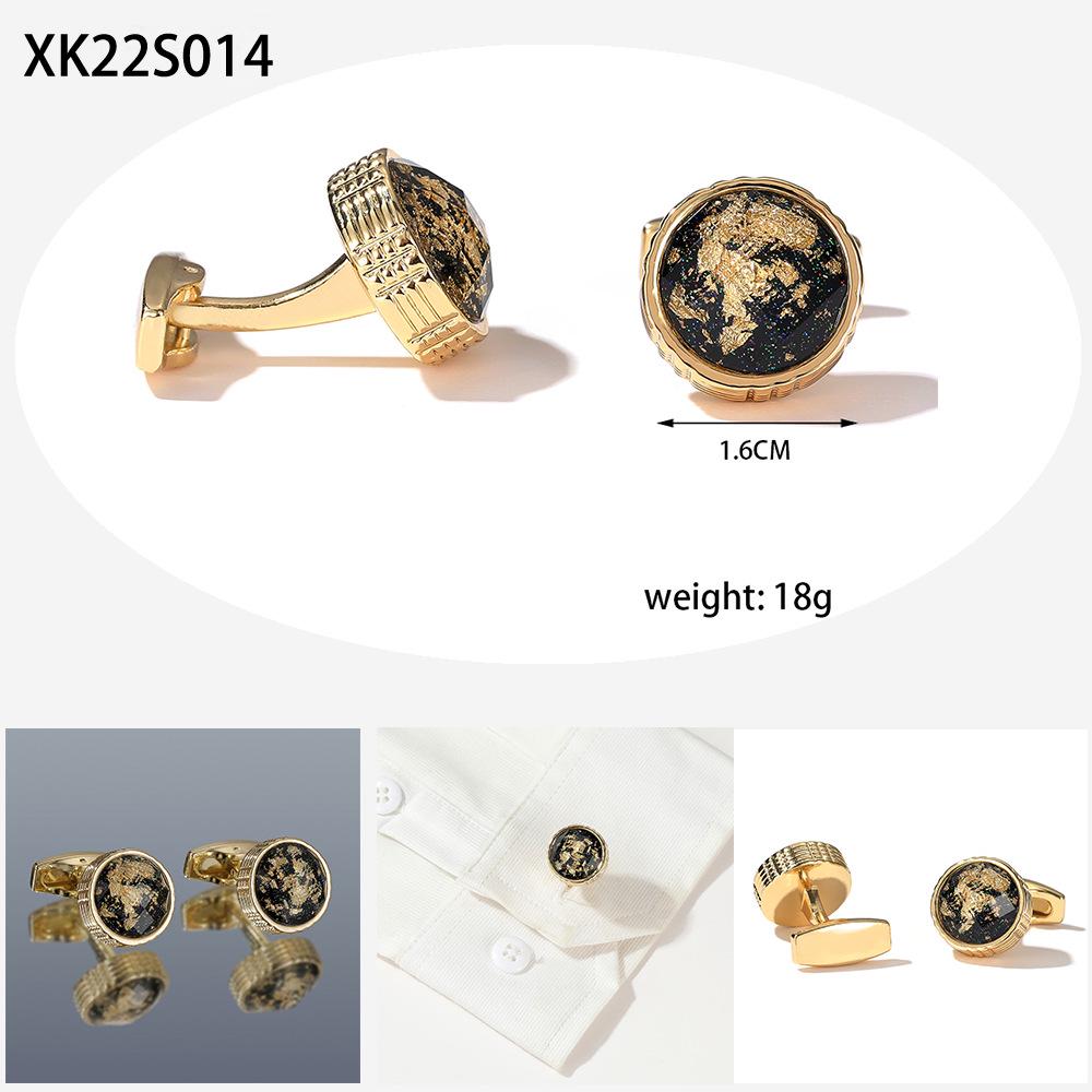 Men's Round Gold Cufflinks with Colorful Pattern - Light Luxury Shirt Accessories, In Stock