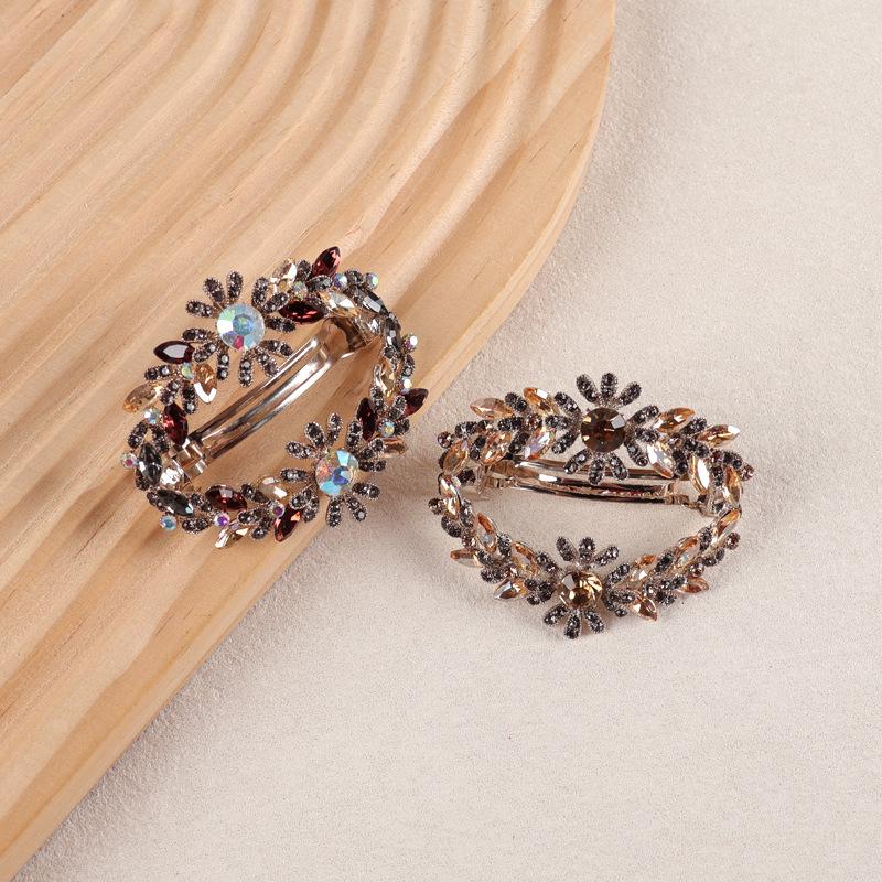 Корейская хрустальная цветочная заколка для волос - Элегантная полая пружинная заколка