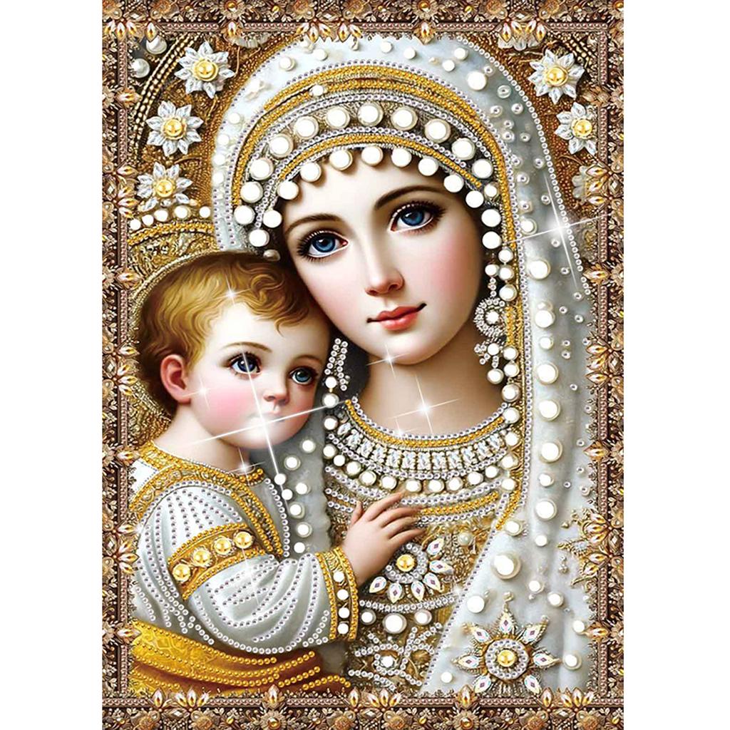 Virgin Mary Partial DIY 5D Special Shaped Drill Diamond Painting Kit for Adults/Beginners Gift Idea Home Decor 30x40cm