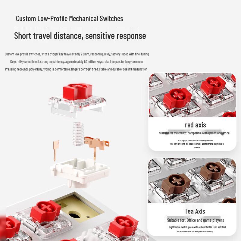 Slim Multi-Device Tri-Mode Low-Profile Mechanical Keyboard