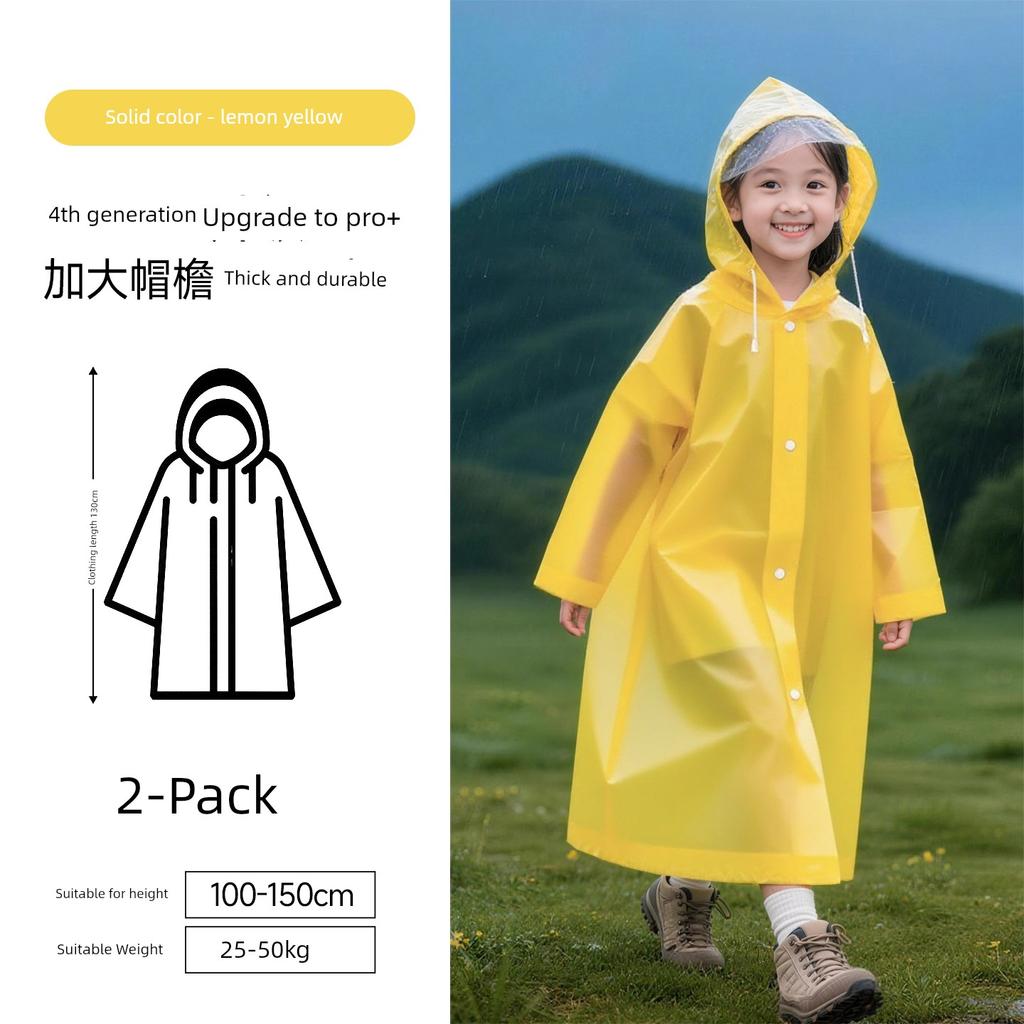 Children's Disposable Raincoat with Large Brim, Extended and Thickened, Outdoor Storm-Proof, Student-Specific, Can Be Carried on a Backpack, Portable