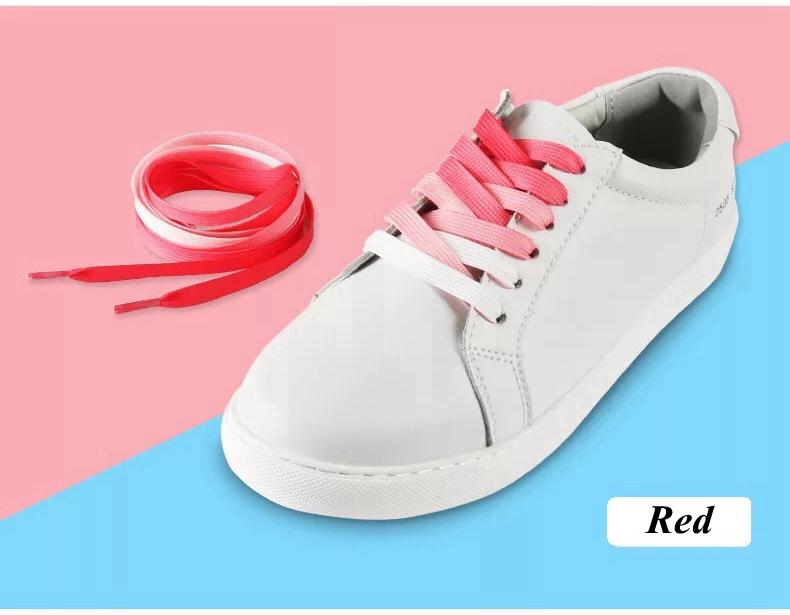 Цветные плоские шнурки Конфетный градиент Радужные шнурки Детские Взрослые Холщовые шнурки для обуви Походные ботинки Шелковые шнурки для вечеринки 1 пара