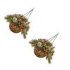 2pack/lot Pre-Lit Artificial Christmas Hanging Basket Premium For Festive Holiday Decoration