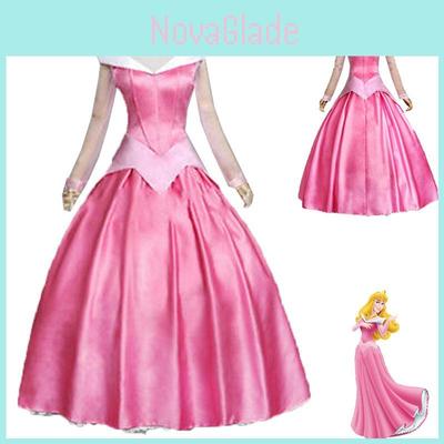 Очаровательное розовое платье Авроры из «Спящей красавицы» для женщин с рукавами-буфами