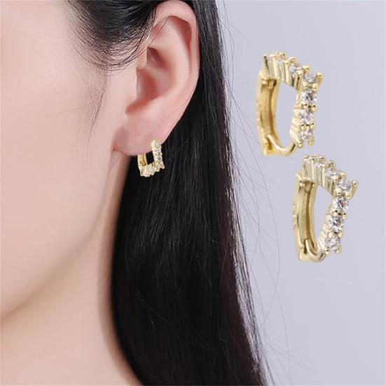 1 пара сережек-колец для женщин, серьги из меди с покрытием из 14-каратного золота, гипоаллергенные серьги-кольца с кубическим цирконием