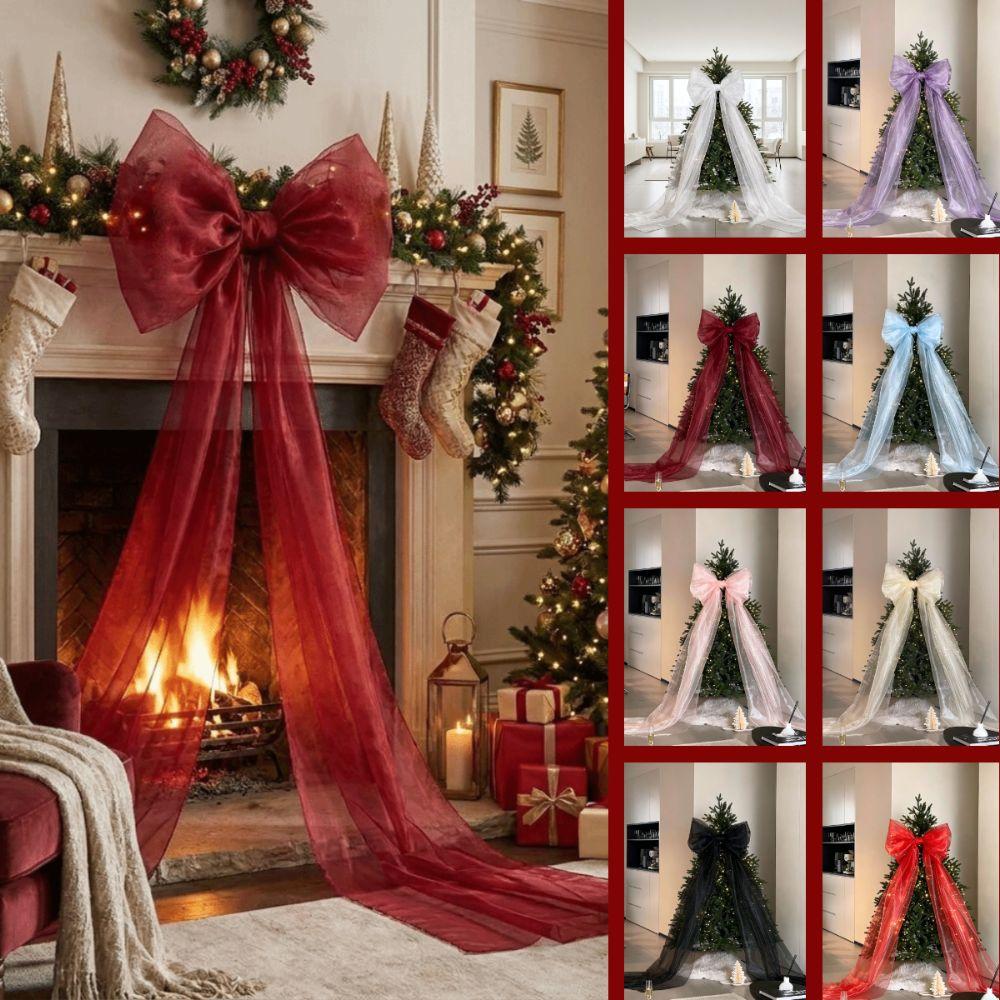Pearlescent Christmas Bow Ornaments Oversized Bowknot Ornament Giant Bow Hanging Decoration Car