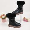Children Casual Boots for Medium Big Girls Warm Thermal Boots Fluffy Plush Hairy with Flower Princess Sweet Kids Rubber Boots